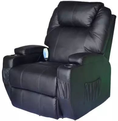 HomCom Heating Vibrating PU Leather Massage Recliner Chair
