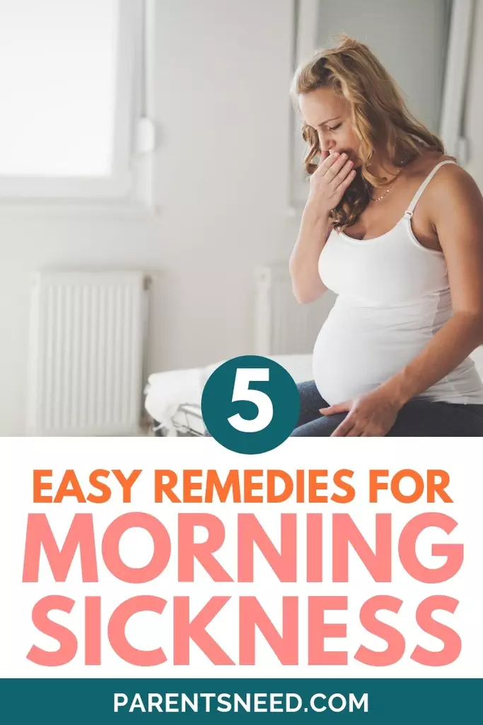 Woman suffering from morning sickness.