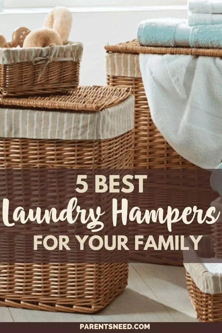an array of laundry hampers in bathroom